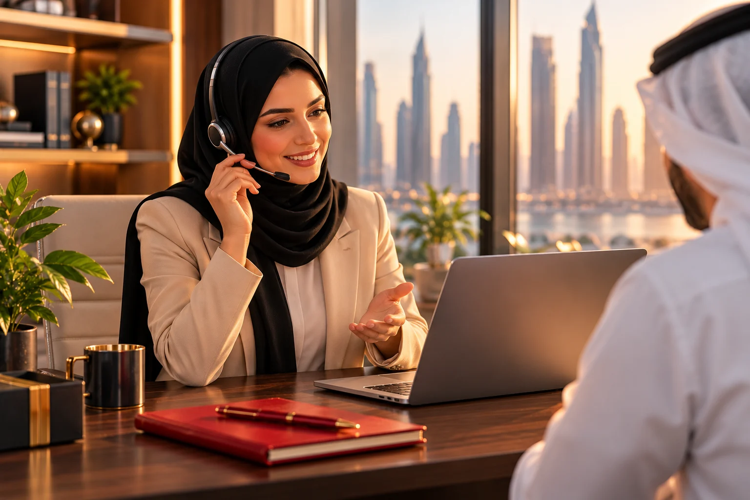 Home 47 Client support specialist with a headset